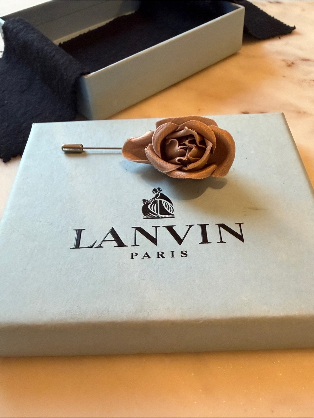 Lanvin Nude Taupe Rose Lapel Pin